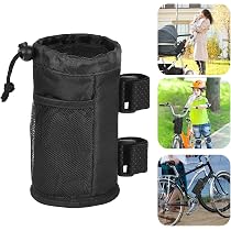Porte Gourde Vélo Universel - Poche Maille - Guidon, Poussette, Fauteuil Roulant - Noir