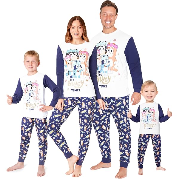 Pijama Largo De Bluey Para Adultos | Conjunto Unisex De Felpa Suave | Manga Larga Y Pantalón - Diseño Exclusivo Con Estampado