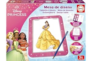 Educa - Mesa Diseño Disney Princess. ¡CREA, colorea y Decora con la Nueva Tableta de Dibujo Luminosa! Más de 25 Modelos Diferentes para Dibujar tantas Veces como Quieras. A Partir de 5 años (20006)