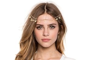 NUOGUAYI Kopfkette Gold Damen, Pailletten-Kopfkette, Boho Kopfkette, Wahrsagerin Kopfschmuck Gold, Boho Geschichtete Kopfkette, Ideal für Frauen und Mädchen, die am Abschlussball, Festivals