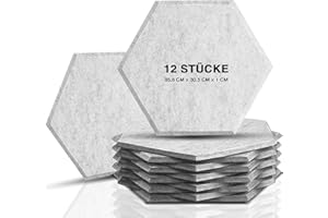 Hexagon Akustikplatten, Sonic Acoustics 12 Stücke Akustikpaneele Akustikplatten mit hoher Dichte für Wand Decken Holz & Tür - Akustikpanel Schallschutzplatten, 35,6 x 30,5 x 1cm