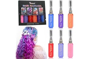 Newtic 6 Stück Farben Haarkreidekämme, Waschbare Temporäre Haarfarbe für Jungen, Mädchen, Augenbrauen und Wimpernfarbe ändern, Geschenk für Karneval, Geburtstag, Cosplay, Party, Weihnachten(A)