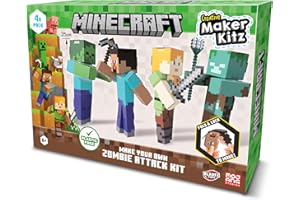 BLADEZ Minecraft Make Your Own Zombie Attack Kit, Licensed Craft Set Including 4 Minecraft Characters, Licensed Toy for Kids, Creative Maker Kitz Toyz