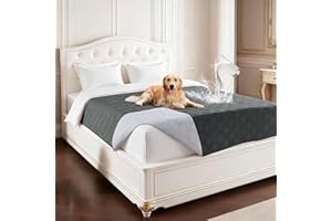 H.Versailtex Waterproof Dog Bed Blanket, Non-Slip Pet Furniture Throw, Extra Large Washable Sofa/Couch Protector, Grey, 208x259 cm