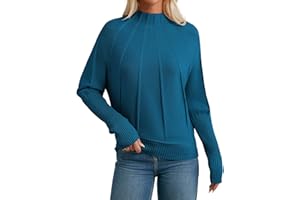 GRACE KARIN Damen Hochkragenpullover Raglanärmel Strickpullover Elastisch Oberteile Gerippter Jumper