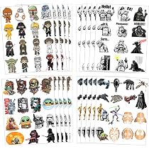 20 Feuilles Tatouages Temporaires Galaxy Wars - 300 Motifs Space Pour Enfants - Imperméables