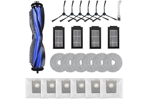 ‎SUPRBEE Zubehör Kompatibel mit Ecovacs Deebot T50 Pro Omni / T50 Omni /T50 Max /T50 Pro Staubsauger Ersatzteile, Zubehörset 1 Hauptbürste, 4 Filter, 6 Wischtücher, 6 Staubbeutel, 6 Seitenbürsten