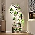 FKSLIFE Support Pour Plantes D'intérieur Avec Lampes De Croissance,étagère Haute à 8 Niveaux,160cm Présentoir D'angle En Métal Pour Fleurs Support Pour Plantes Pour Terrasse