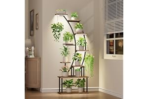 BACEKOLL Plant Stand Indoor With Grow Lights - 9 Tiered Metal Shelf, 63" Tall for Multiple Plants, Large Display Rack, Corner Holder for Living Room, Patio