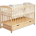 Lit Bébé 60x120cm Moto-MOLTICO - Bois Pin Avec Tiroir - Réglable Hauteur Et Transformable