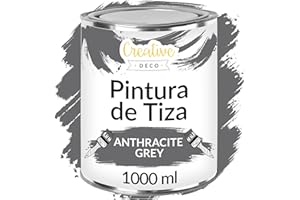 Creative DECO 1L Gris Antracita Pintura a la Tiza para Muebles sin Lijar Chalk Paint | Pintura Madera Mate y Lavable | Renovación, Decoración, Manualidades | Posible Efecto de Barrido y Gradiente