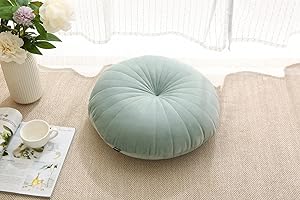 MolynnChic Cuscino da pavimento per meditazione, rotondo, grande, per adulti, in velluto, spesso, per yoga, soggiorno, balcone, tatami all'aperto, 45,7 cm (verde)