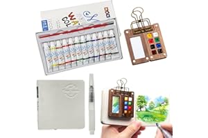 Juego de acuarelas mini caja de acuarela, NlsqEU Travel Aquarellfarben Set 12 colores en caja portátil, paleta de acuarela, paleta de acuarela portátil, mini Travel ideal para artistas y aficionados