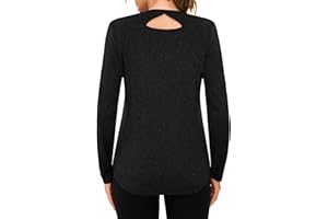 Wayleb Camiseta Deportiva Mujer de Manga Larga con Cuello Redondo Secado Rápido y Transpirable para Running Fitness Yoga Pilates