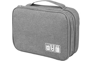 LAUVIOMIFY Kabel Organizer Tasche für Kabel, 3-Schicht Große Kapazität Reise Elektronik Etui, Wasserdicht Stoßfest Kabel Organizer für iPad, Handy, Ladegerät, Powerbank, Festplatten, USB Sticks, SD Karten