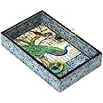 DULI Enamel Coated Multipurpose Tray in MDF | Serving Tray for Home & Dining Table | Multipurpose Tray | Water & Heat Resistant Durable (SinglePeacock)