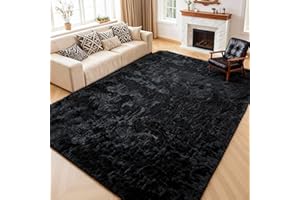CHOSHOME Tappeto Unicolore Morbido Pelosi Camera da Letto Tappeti Soffici in Velluto, Adatto per Soggiorno by (Nero,120 * 180cm)