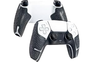 Controller-Griffe für PS5 DualSense, kompatibel mit Playstation Portal, Skin-Kit, Anti-Rutsch, Multi-Textur, Schweißabsorption, vorgefertigte Griffstreifen, von SHADOW BOOLT (Grau & Schwarz)