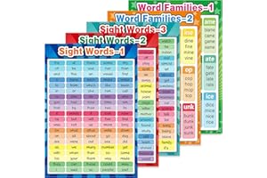 OUTUS Educational Posters Sight Words and Word Families Posters Educational Charts, Classroom Decorations Learning Charts for Preschool, Kindergarten, Nursery, Homeschool, Playroom Decor