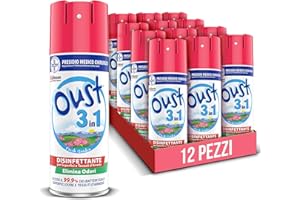 Oust 3 in 1 per Tessuti d'Arredo e Superfici, Uccide il 99,9% dei Batteri, Fragranza Fresh Garden, Formato Scorta 12 Pezzi da 400 ml
