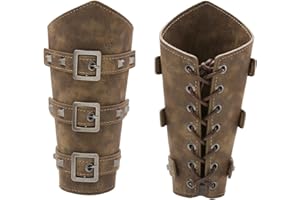 Thajaling 1 Par Medieval de Cuero de imitación de la Hebilla del Brazo brazaletes,el Brazo del Caballero guantelete muñequera,Retro Vikingo Renacimiento Guardabrazos