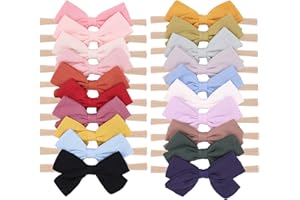 JOLLYBOWS 20pcs Baby Girls Nylon Fiocchi per capelli Fasce di Lino Fermagli per Capelli Elastici Accessori per Capelli per Bambini Neonati