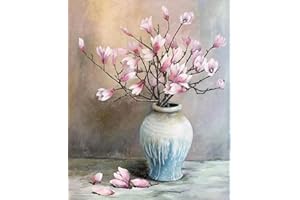 NVSEATY Malowanie według liczb, dla dorosłych, kwiaty, malowanie według liczb, od 6, 7, 8, 9, 10, 11 lat, dla dziewcząt, malowanie według liczb, malowanie według liczb, dla dorosłych, zestaw do