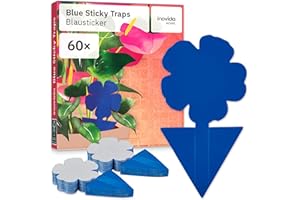 Pièges Bleus Contre Les Thrips : 60 Pièges Adhésifs sans Insecticide – Protection des Plantes d’Intérieur – Attrape-Insectes avec Stickers Bleus – Piège Collant Anti-Mouches – de Inovida