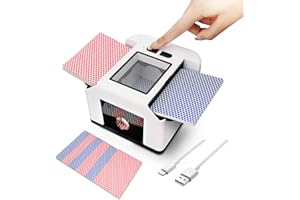 SUPRBEE Automatischer Kartenmischer 1-2 Decks, Kartenmischmaschine Elektrische mit AUTO und Manuellem Modus, Wiederaufladbarer Geräuscharm Kartenmischgerät für UNO Kartenspiel, Blackjack, Poker, Texas Hold'em