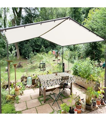 Sonnensegel Quadrat 6,5x7 M – 95% UV-Schutz, Wasserdicht & Windstabil, Inkl. Spannseilen, Hellgrau
