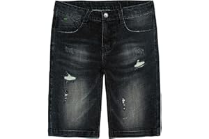 CAMLAKEE Garçons Jeans Shorts Enfants Filles Déchiré Denim Shorts Été Bermuda avec Taille Réglable