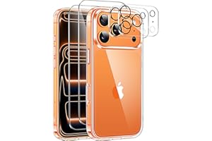 Guisessy Schutzhülle Kompatibel mit iPhone 17 Pro Hülle mit 2 Stück Kameraschutz und 2 Stück Schutzfolie PC Kratzresistente Rückseite Schutz Stoßfest Handyhülle, Transparent