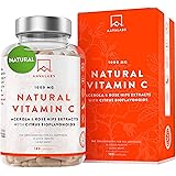 Vitamina C 1000mg Vegan - Integratore Naturale con Bioflavonoidi, Rosa Canina, Acerola - 1000 Vitamina C Pura per dose (2 cps
