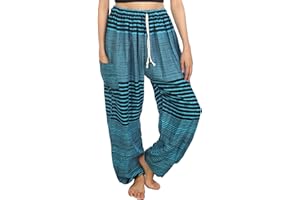 Lofbaz Pantalon Sarouel Femmes Paon Funky Floral avec Cordon