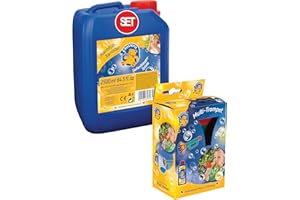 PUSTEFIX Multi-Bubble-Trompete + Seifenblasenwasser Nachfüllkanister 2,5 L I Bunte Bubbles Made in Germany I Seifenblasen Spielzeug für Kindergeburtstag, Hochzeit I Spaß für Kinder & Erwachsene