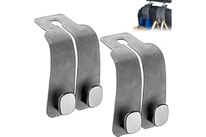 CORATED 2Pcs Car Seat Headrest Hooks - Auto Organizer Hangers for Purse, Umbrellas, Bags - Grey Car Interior Accessories