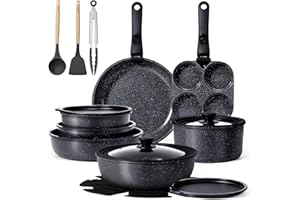Set de casseroles GiPP avec poignée amovible, set de 21 poêles avec revêtement antiadhésif en céramique, casseroles à induction, résistantes au four, adaptées à tous les types de cuisinières