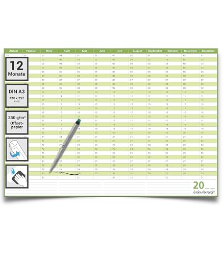 Sasco Jahresplaner 2024 – Trocken Abwischbar, 75x41 Cm, Mit Stift & Aufklebern