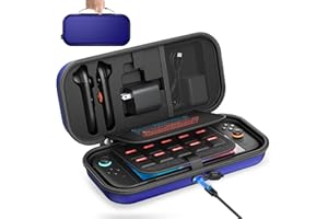 AUARTE [Charge à l'intérieur] Étui pour Nintendo Switch 2/OLED/Original, Grand Étui Rigide pour Adaptateur et Joypad Rangement, Sac de Voyage Coques pour Switch Console avec 22 Fentes pour Cartes de Jeu