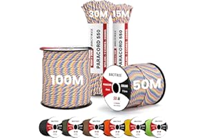 Brotree 4mm Paracord 550 7 Fili Nylon Corda 15M Tipo III Corda da Paracadute per Sopravvivenza, All'aperto, Fatto a Mano - 250kg Carico di Rottura (Arcobaleno)