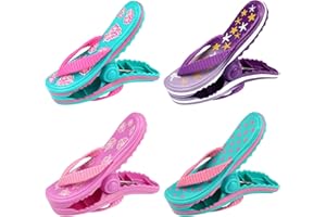 MISS GOOD Towel Clips for Sun Loungers 4 Pcs Multicolor Slipper Beach Towel Clips Strong Beach Chair Hanger Clips Clothes Clip Large Novelty Towel Pegs for Sun Lounger Beach Chairs Home Patio Pool Boat Supplies