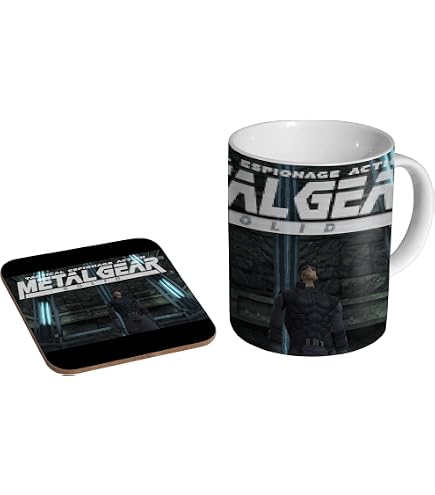 Metal Gear Keramik-Kaffeetasse Mit Holz-Untersetzer – Personalisierbares Geschenk-Set | 325 Ml, Spülmaschinenfest