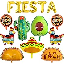 Mexican Fiesta Wrapping Paper - 4 Sheets With Cactus, Sombrero Design For Cinco De Mayo Parties