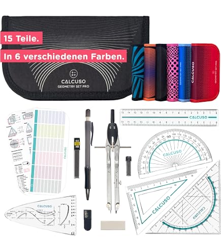 Linex 100552548 – Set Compasso Con Ginocchiere E Contenitore Mine – 3 Pezzi In Astuccio, Per Scuola E Disegno Tecnico