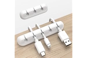 INCHOR White Cable Clips, Cord Organizer Cable Management, Cable Organizers USB Cable Holder Wire Organizer Cord Clips, 2 Packs Cord Holder for Desk Car Home and Office (5, 3 Slots)