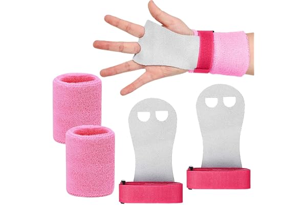 JOOTUEPO 2 Sangles de Poignet de Gymnastique avec 2 Sangles de Protège-Poignet Manique de Paume de Gym de Tailles Enfants pour Exercice Traction