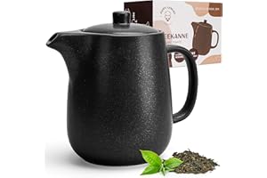 Happy Lemuro Teekanne mit Siebeinsatz - 1,2 l - Keramik Teekanne Schwarz (Anthrazit) - Teapot - Tee Zubehör - Tea Pot - Teezubereiter für Losen Tee