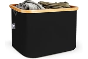 HENNEZ Panier a Linge Boite Rangement en Tissu Sans Couvercle 40L Utile Etagère Paniers Kallax - Corbeille a Linge Enfant Paniers Dressing Panier Cadre Bambou Boîte Casier Cube de Rangement Jouets Pliable