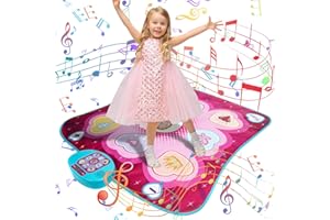 JUYOUNGA Dance Mat Toys for Girls - Music Play Mat 5 Play Modes 3 Challenge Levels Adjustable Volume & LED Lights, Musical Dance Game Pad Toy Christmas Birthday Gifts for 3 4 5 6 7 8 9+ Years Old Girls