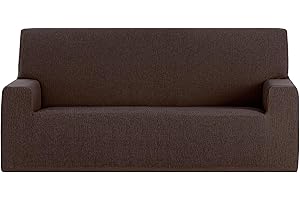 GFD - Funda de Sofá Lisa Ajustable 3 Plaza 170-220cm, Funda Protectora Cubre Sofá Elástica Antimanchas Lavable, Fundas Cubre Sofá Duradera Perros Gatos Mascotas (Café, 3 plazas)